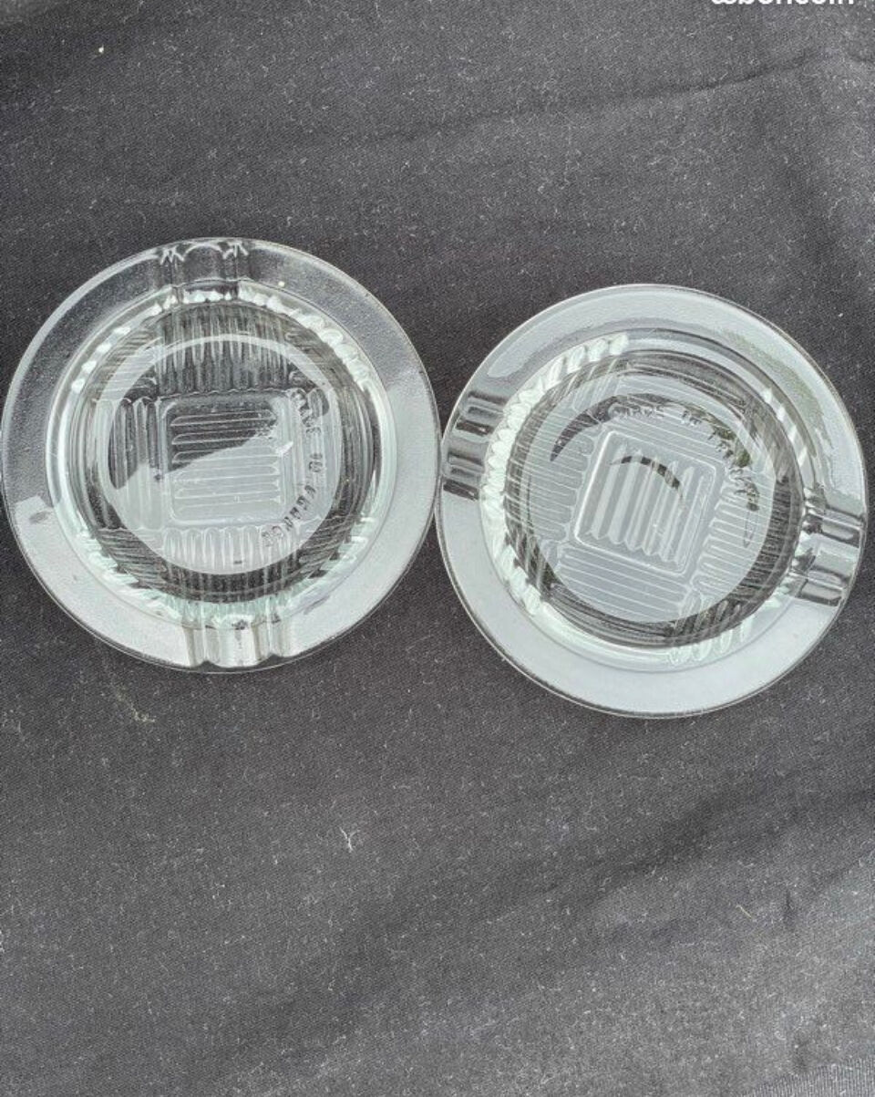 2 art deco glass ashtrays