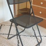 Pair of folding chairs in perforated metal