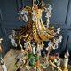 Lustrous pagoda from Maison Baguès in gilded bronze with a decoration of flowers and fruits in glass - 20th century