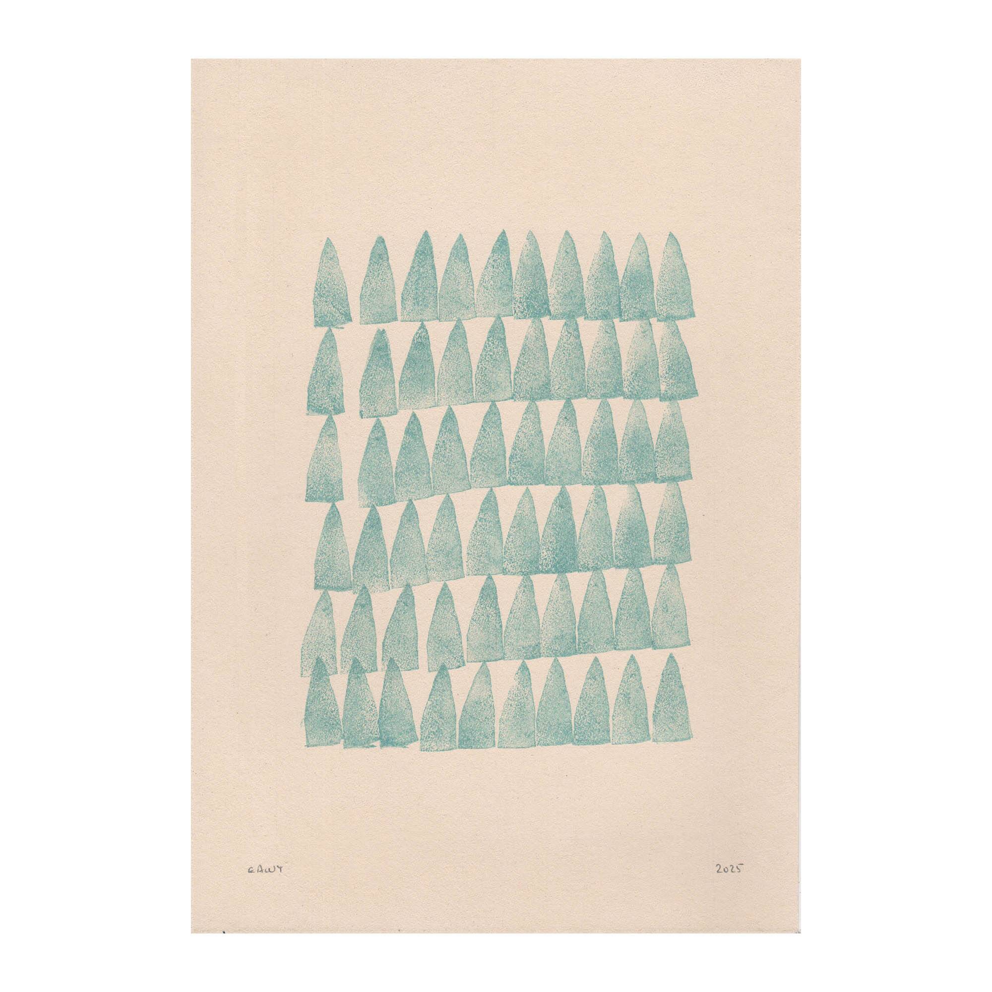 Collection of 4 abstract oil blue paintings by Eawy