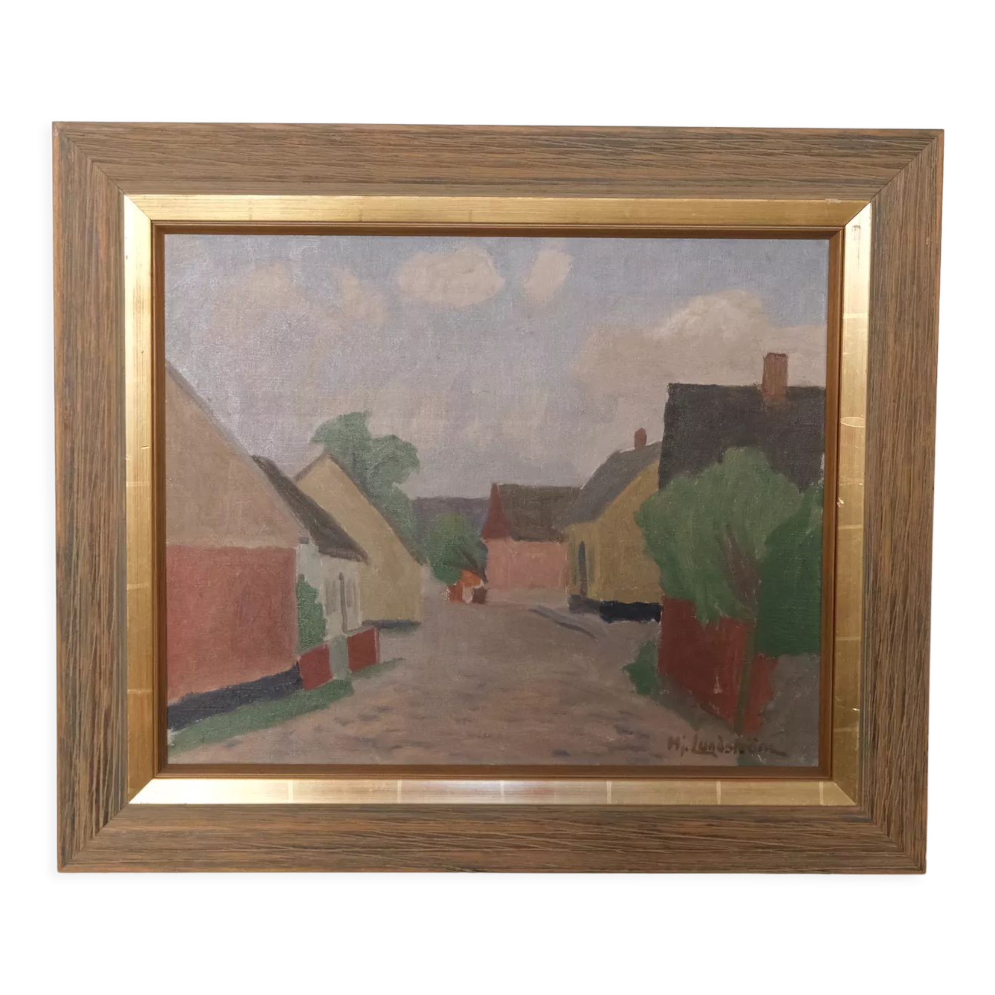 Modernist landscape painting by Hjalmar Lundström 1950's