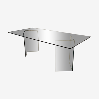 Post modern tempered glass table circa 1980