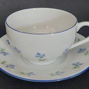 Porcelain cup with hand-painted cornflower decoration A.M