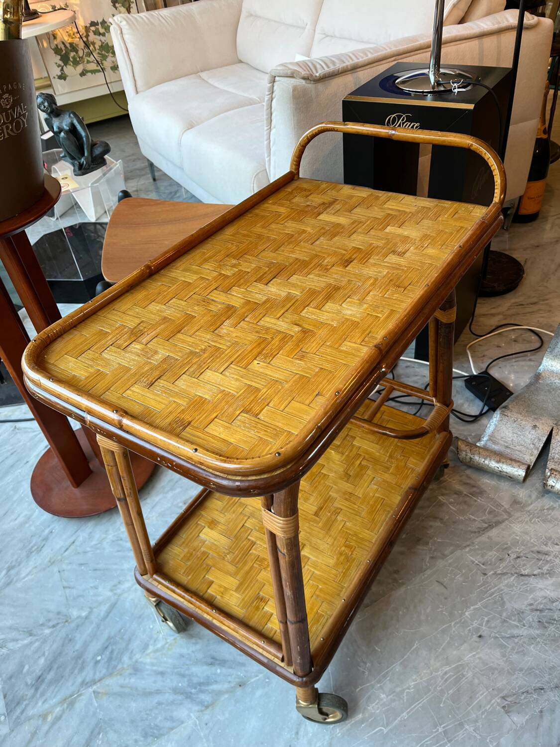 Bamboo serving trolley 1960