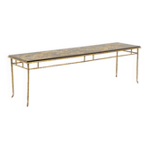 Maison Baguès. Table basse en bronze, laque noire, décor or. Circa 1970