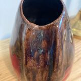 Red & brown glazed stoneware vase