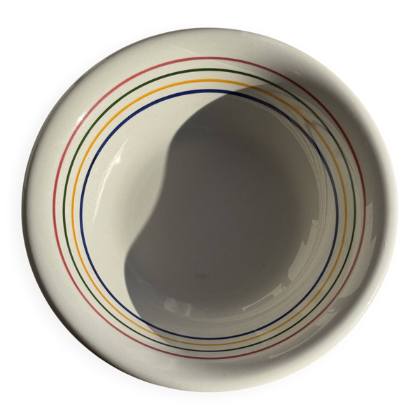 Petit saladier en faïence Italy blanc liseré marron vert orange D24.5