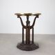 Art Deco chess table from the 1930s with a hand-decorated brass top and a stained oak base.