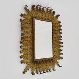 Old rectangular oak leaf mirror in gilded metal Spain 60 70