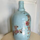 Signed ceramic bottle vase, cherry blossoms, 70s