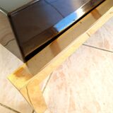 Table basse et console en résine  et laiton des années 70