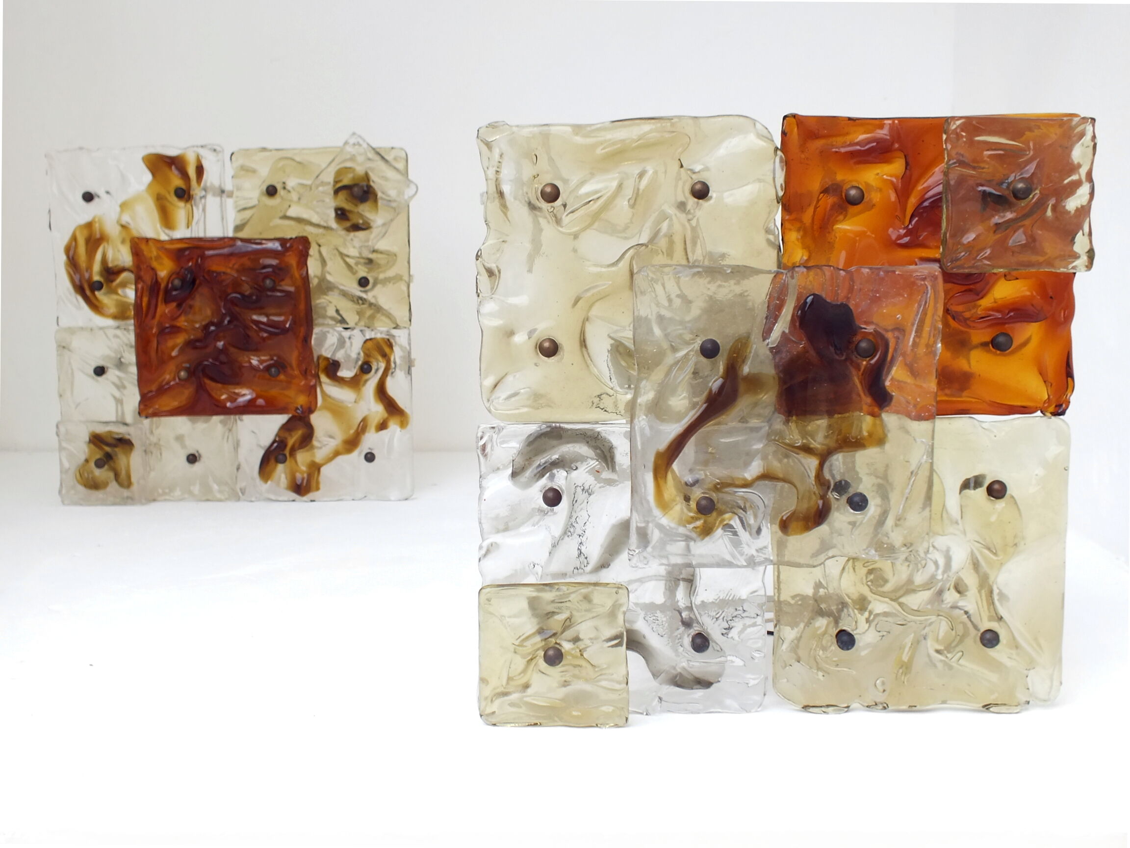 Venini Italy two wall lamps patchwork years '70 space age glass