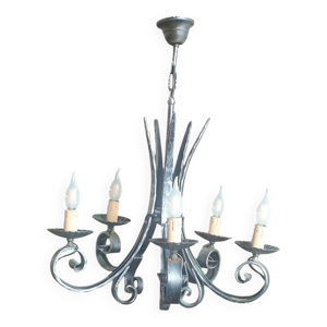 lustre fer forgé 5 lampes