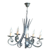 Wrought iron chandelier with 5 lamps - 20th century