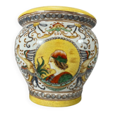 Pot/Cachepot. Italian Renaissance Majolica ceramic. Asiatic style