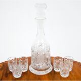 Crystal decanter with glasses, Poland, 1960s
