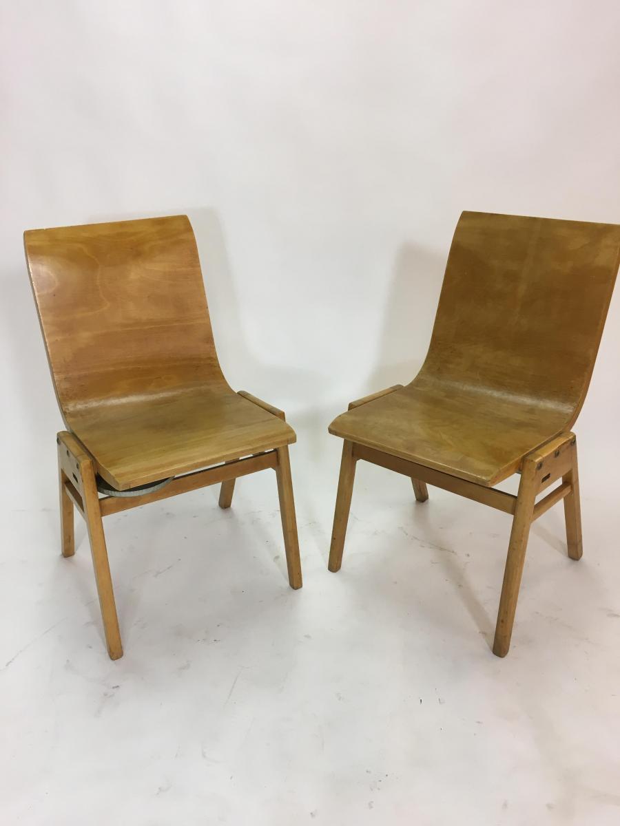 Pair of vintage by Roland Rainer plywood chairs