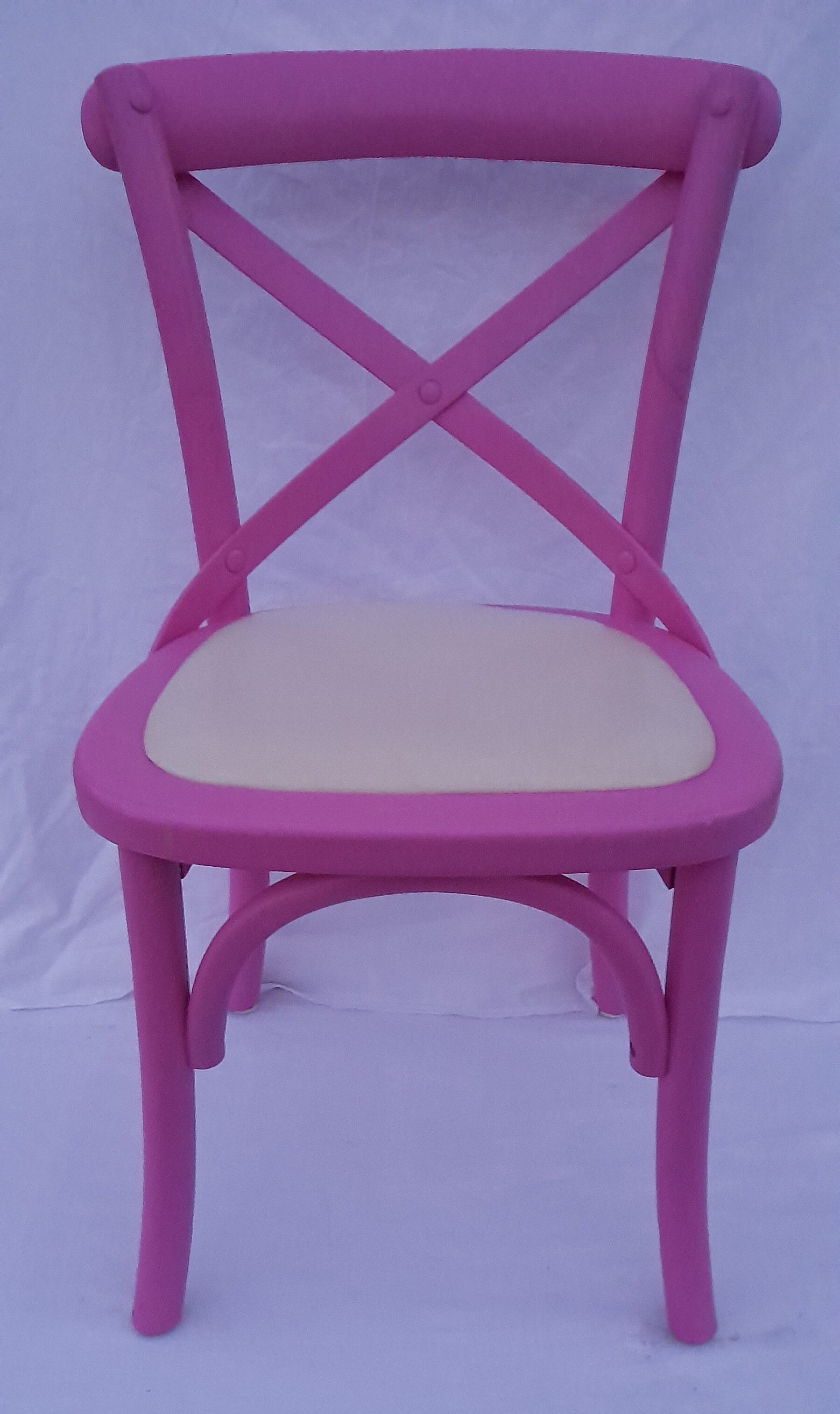 Chaise enfant rose en bois  H 64 cm