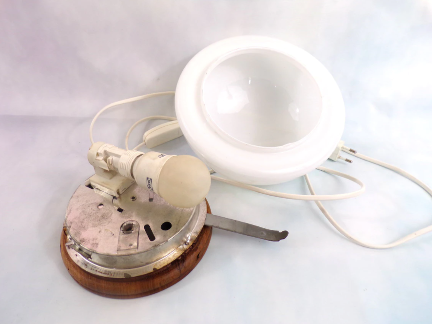 Opaline Scandinavian style bedside lamp on wood