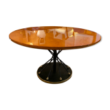 High and high table with mechanism by Martin and Guénier.Metal, sycamore and bronze. Circa 1950.