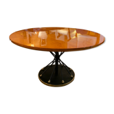 Table haute et basse à mécanisme par Martin et Guénier.Metal, sycomore et bronze.Circa 1950.