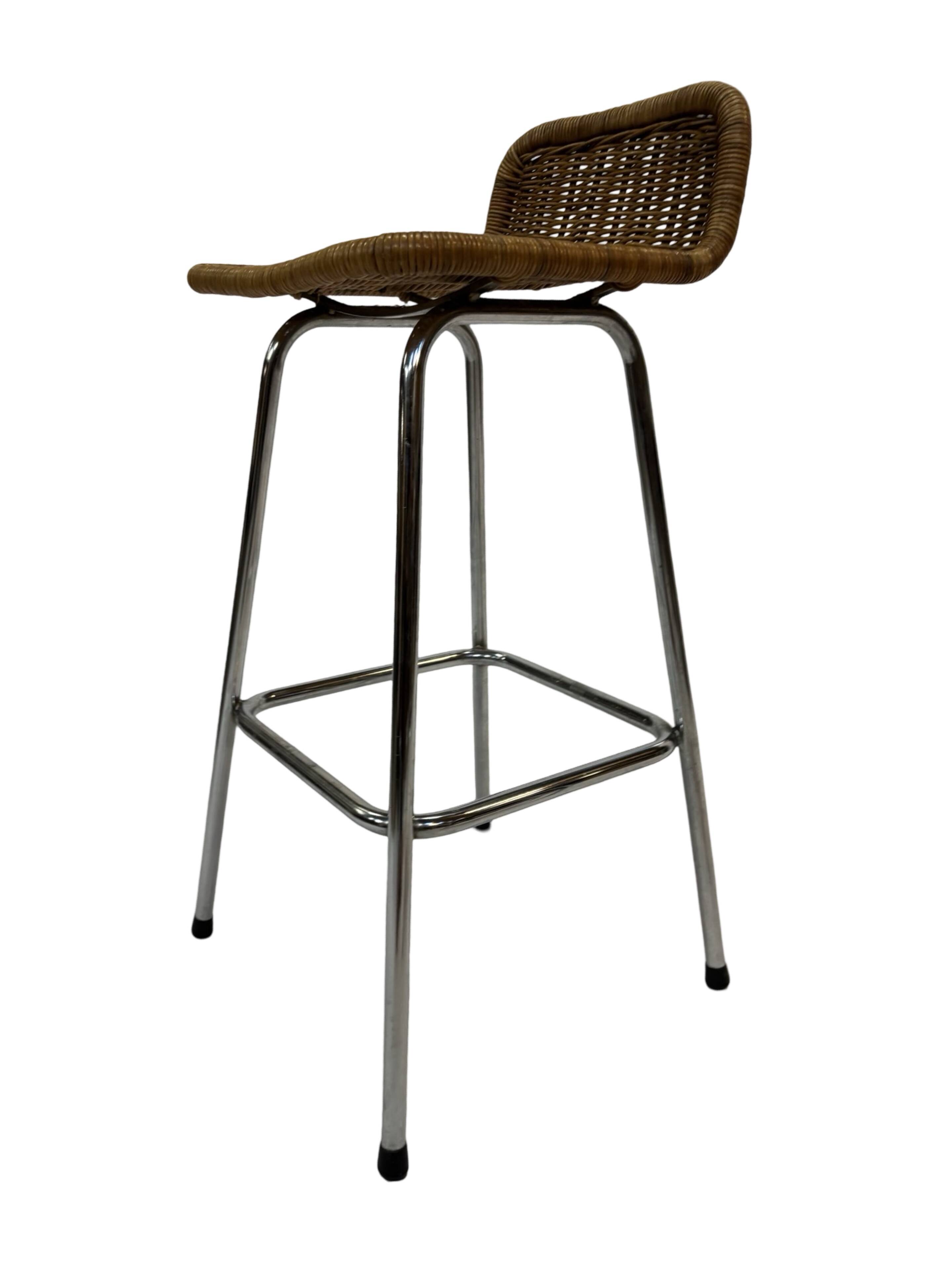 Set of 4 vintage bar stools Dirk van Sliedregt Rohe Noordwolde 1960's