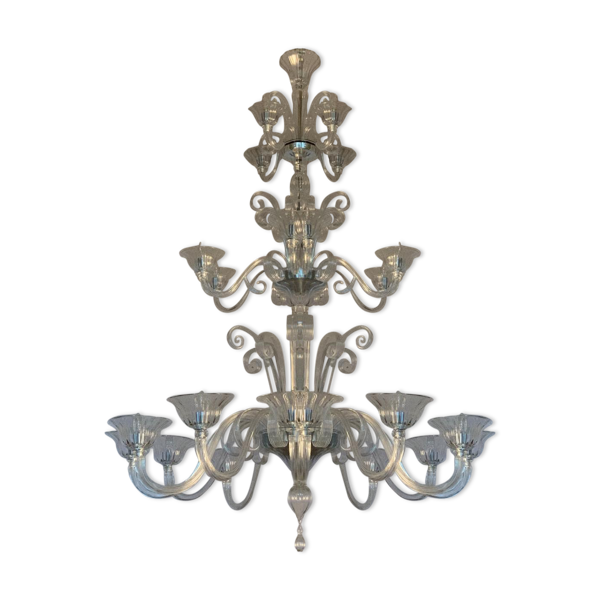 Lustre trois étages en verre de murano