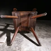 17th century Alpine carved walnut Brettstuhl armchair with grotesque mask
