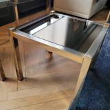 Nesting tables in gold/chrome metal and amber mirror