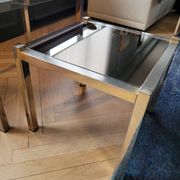 Nesting tables in gold/chrome metal and amber mirror