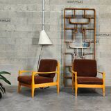 Pair of Czechoslovakian armchairs 1980 corduroy