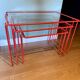 Red tubular nesting tables, 1970s, Set of 3