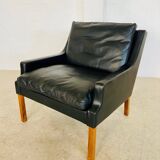 Vintage retro Danish mid-century G. Thams lounge chair in black leather