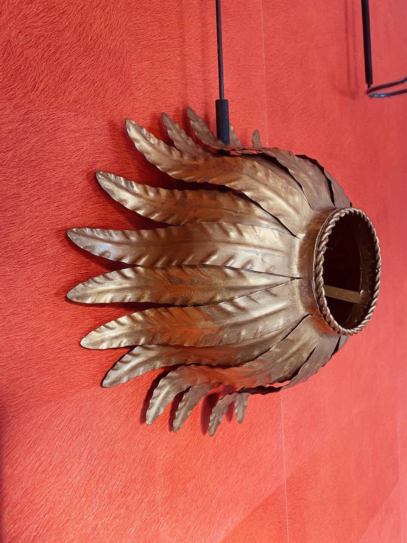 Vintage gold metal flower wall light or ceiling light.