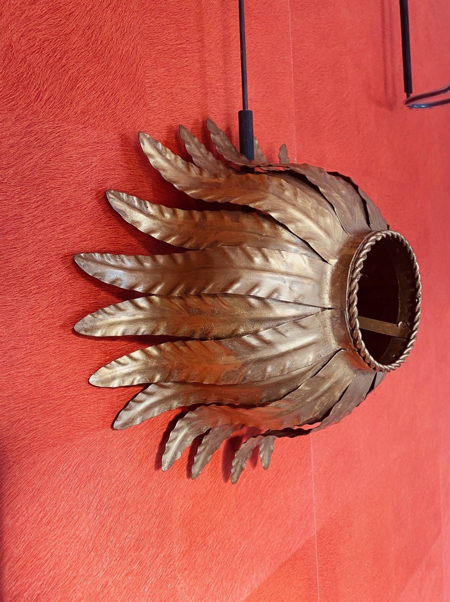 Vintage gold metal flower wall light or ceiling light.