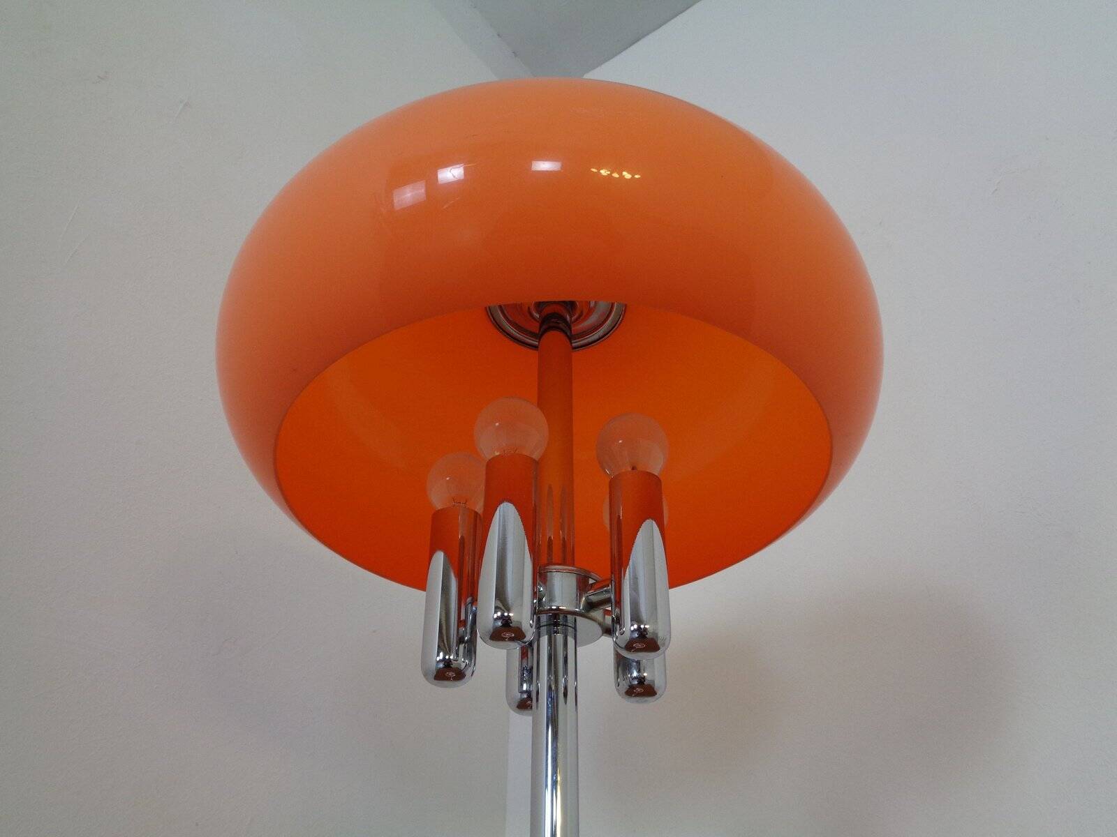 Italian orange plastic and chrome table lamp, 1960s