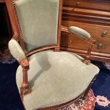 18th century Louis XVI green velvet cabriolet armchair