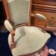 Fauteuil cabriolet velours vert d'époque XVIIIe Louis XVI