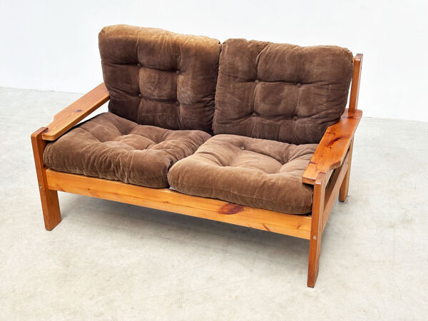 Ensemble de canapés en pin des années 1970