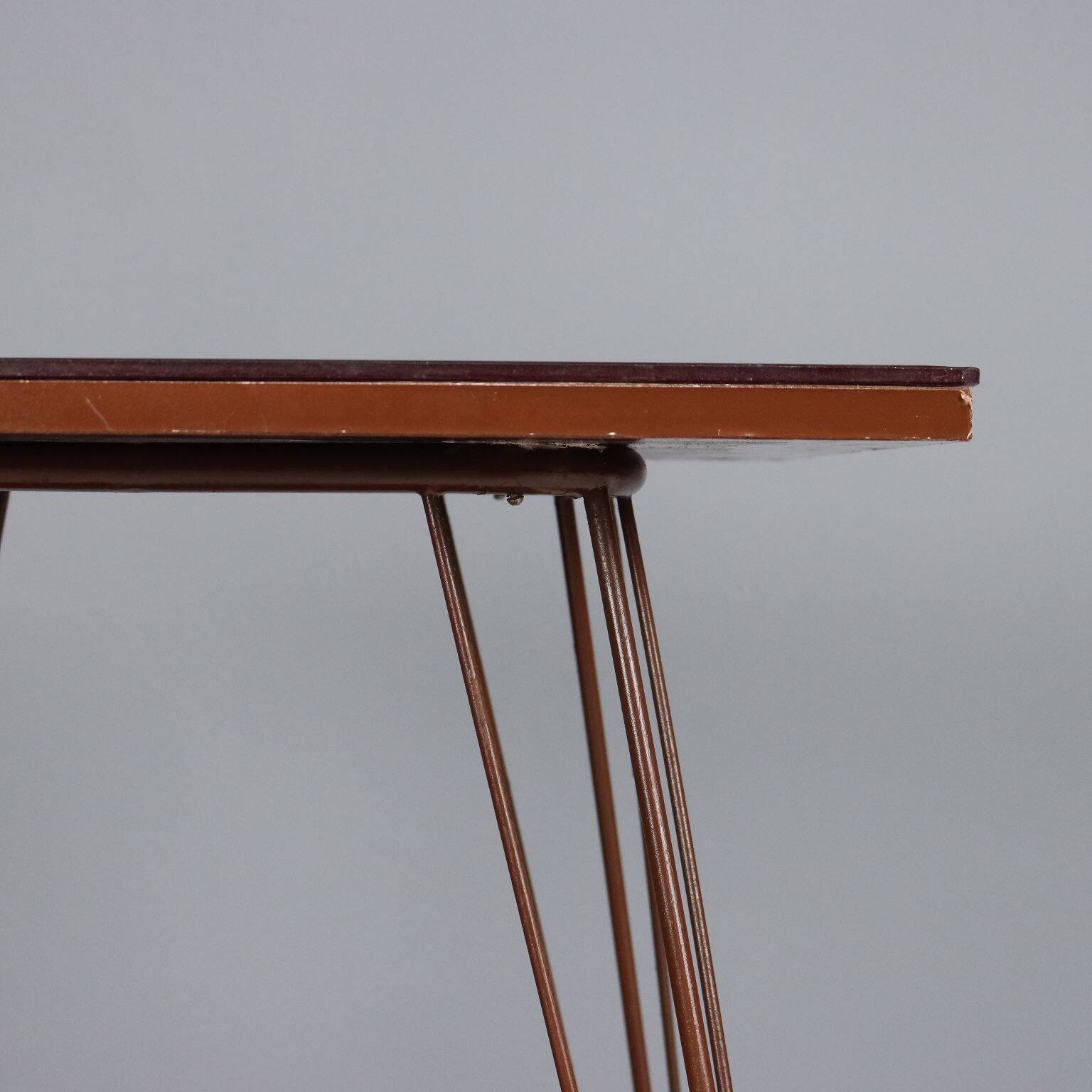 Vintage metal side table with double glass top, Italy, 1960s.