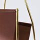 Porte-revues Carl Auböck II Midcentury, laiton et cuir marron, vintage, Autriche