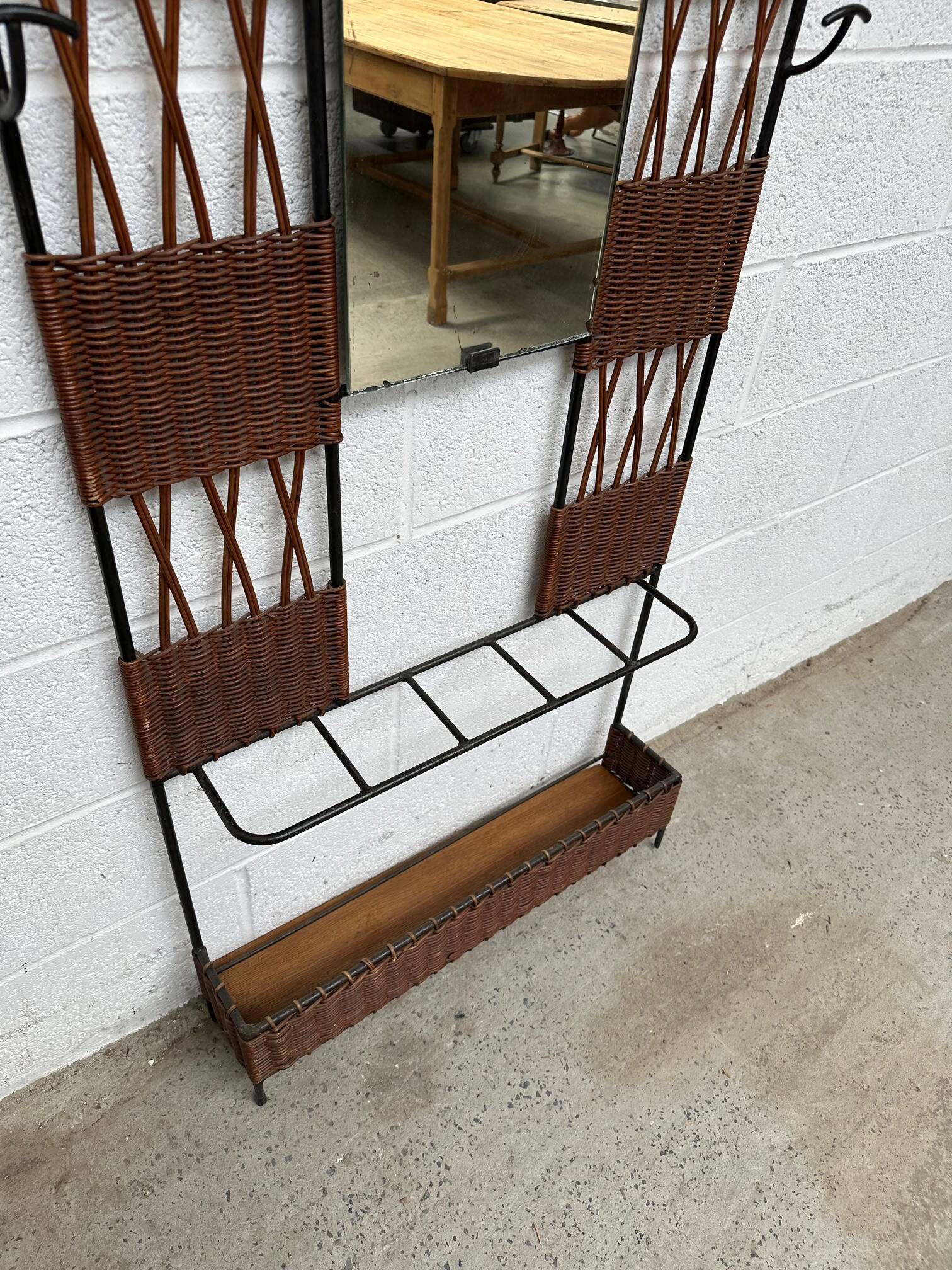 Pair of rattan and metal lockers