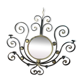 Black wrought iron sun mirror, Vallauris 1960-70