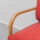 Vintage 2-seater sofa – in wood and red fabric, 1960s modernist