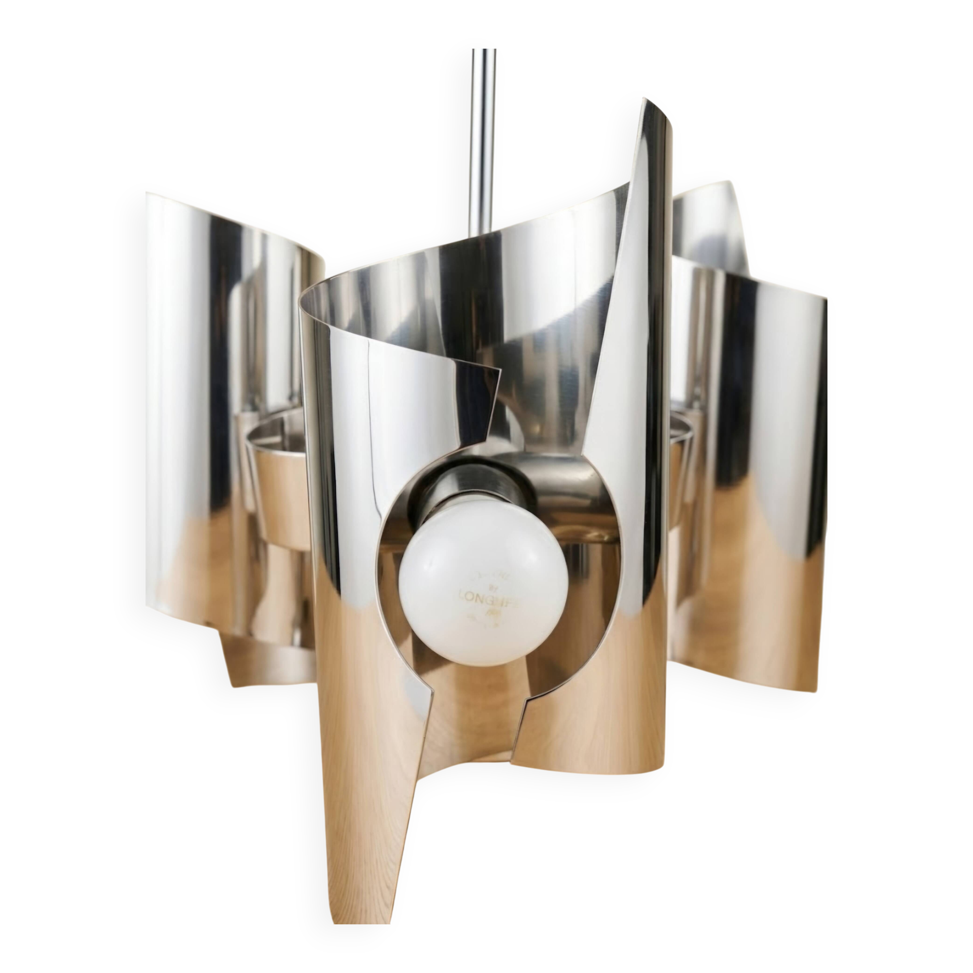 Chrome Vintage Pendant Light - 70s Space Age Design