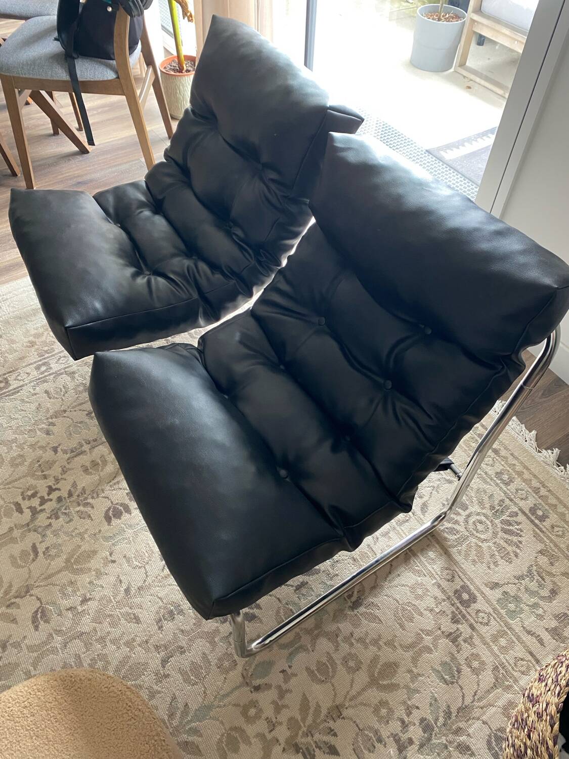 Black chrome retro armchair