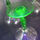 12 green footed wine glasses in opaline blown crystal 1900