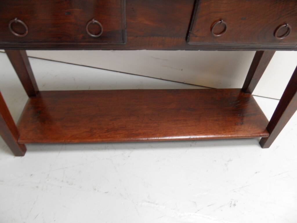 Table d'appoint en chêne ancien avec 2 tiroirs