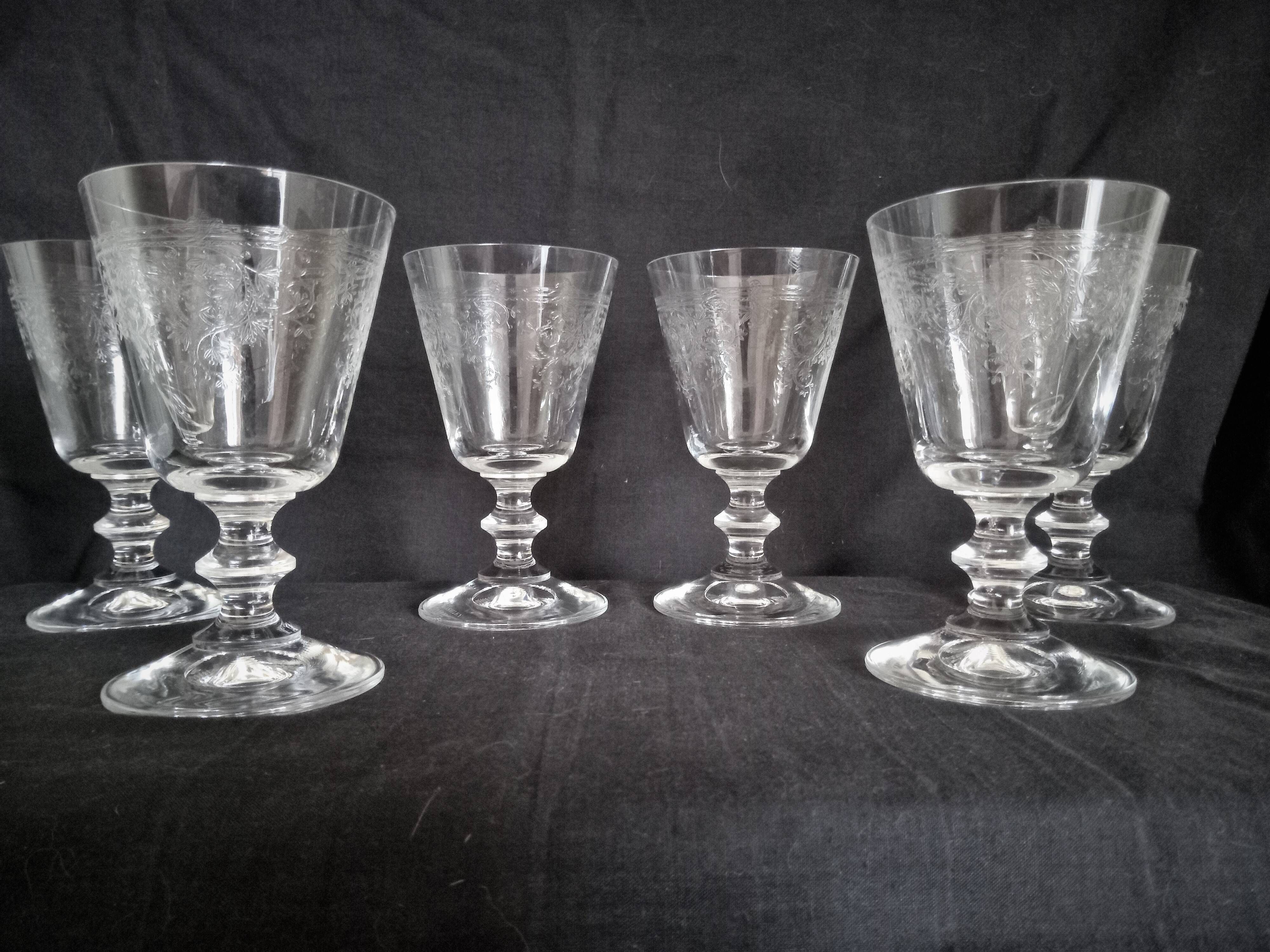 Laura Ashley Home - 6 red wine glasses in half crystal engraved