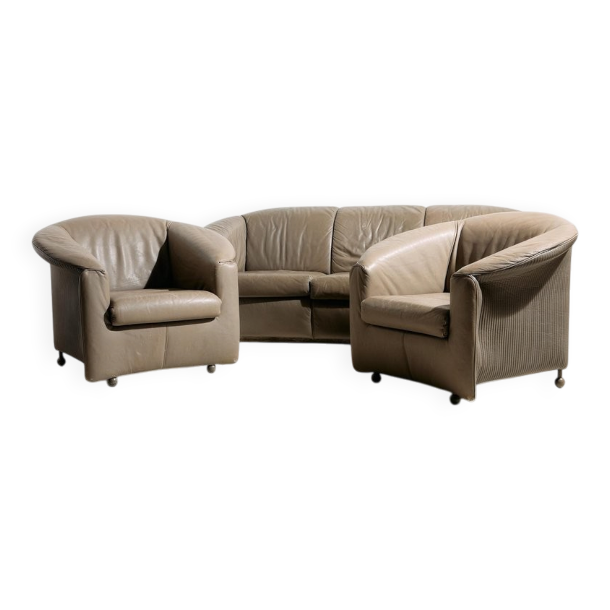 Aura Leather Sofa Set by Paolo Piva for Wittmann, 1980s, Set of 3